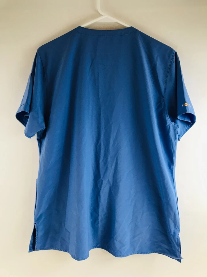 Blusa Médica Carhartt Para Mujer Talla Grande Azul Cuello en V Enfermería FORCE Bolsillos de Parche Foto 2 de 4