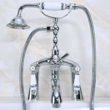 Polished Chrome Deck Mount Clawfoot Tub Faucet With Hand Shower Sprayer Zna101
