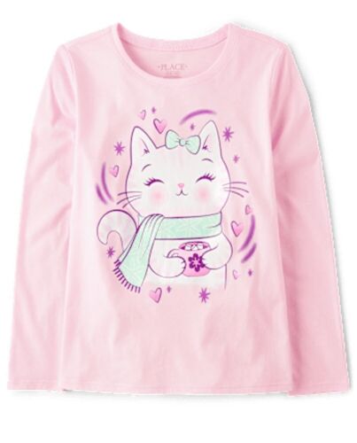New TCP The Children's Place Cat Hot Cocoa Tee Shirt Size 5T NWT