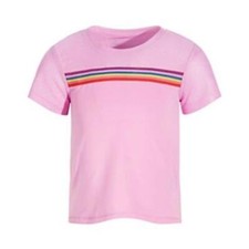 NEW ID Ideology Little Girls Multi-Stripe Shirt Sweet Alyssum pink, Tee shirt 6X