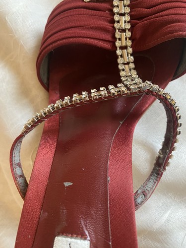 RED SANDALS ‘de cavalier’ Italian Design. Vintage Classic Social/Bridal. AU 8 - Picture 7 of 8