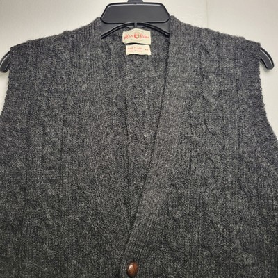 Vintage Alan Paine Shetland Wool Sweater Vest Cardigan 1/2 Button