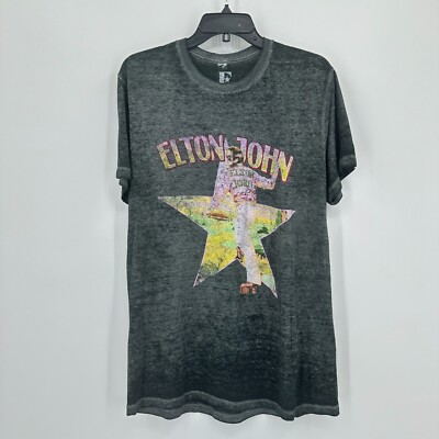 Elton John Tshirt Mens L Gray Farewell Gray Brick Road 2022 Music Graphic Print