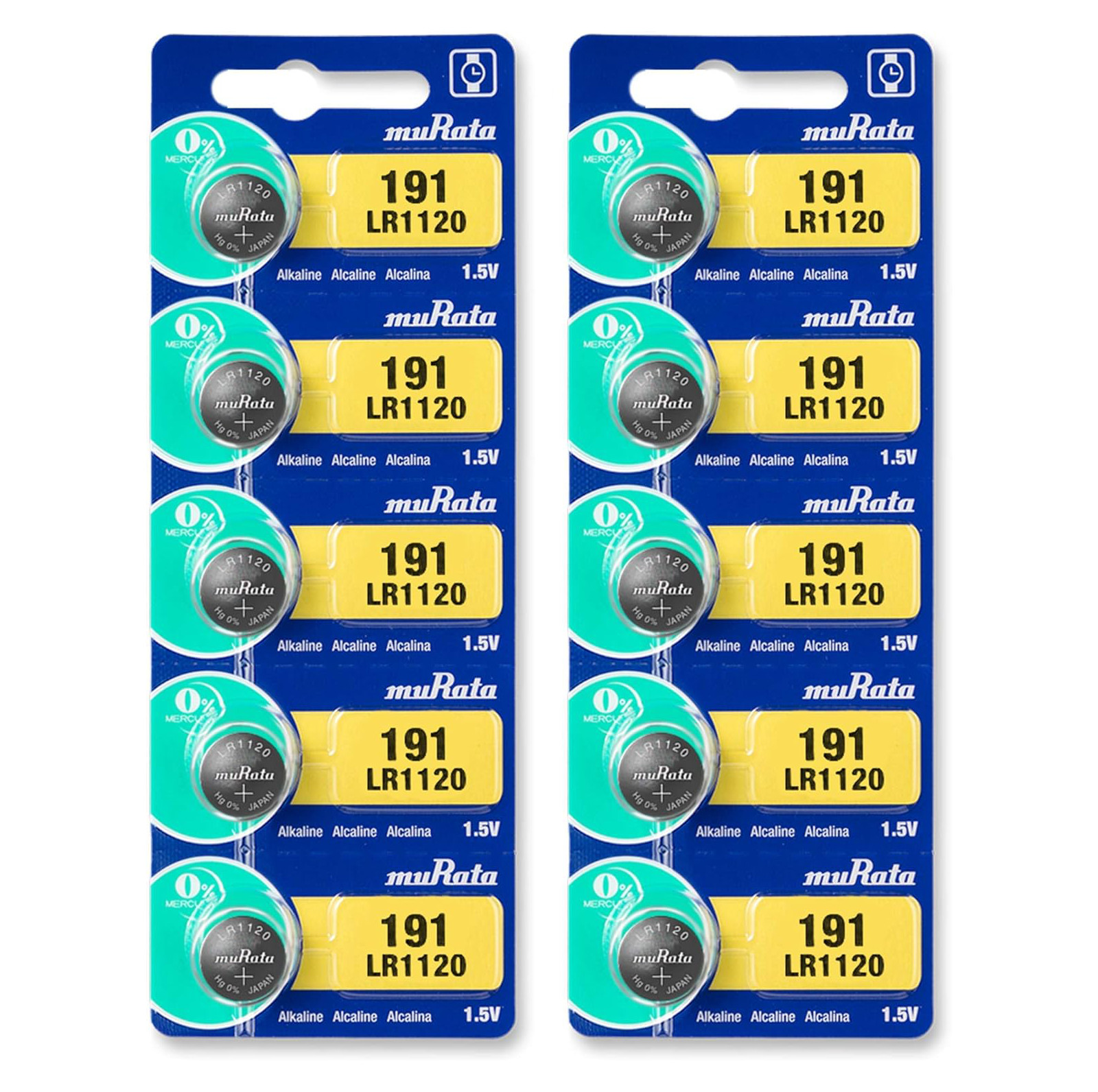 Thumbnail - 10 Murata Alkalisch Lr1120 191 Batteries 1.5v Knopfzelle Knopf Exp