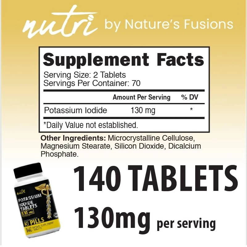 Potassium + Iodide Tablets Radiation 130 mg (2 Pack) - (280 Tablets) EXP 2033 - Image 2 of 4