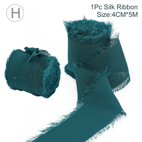 5M Frayed Edged Chiffon Silk Ribbon Wedding Sheer Fringe Ribbon DIY Craft 3.8cm - Picture 20 of 24