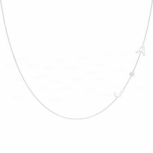 Collar de joyería a medida con bisel de oro 14K VS/F-G con nombre de diamantes - Imagen 4 de 4