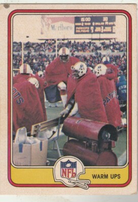 FREE SHIPPING-GOOD-1981 Fleer Team Action #80 Warm Ups Patriots