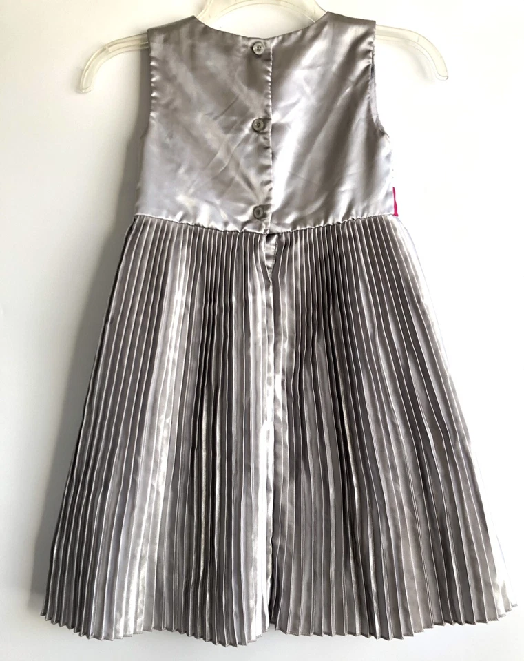 PENELOPE MACK Sliver Gray Pink Party Holiday Dress Girls Sz 6 Lined - Image 3 of 4