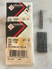 13 new Cleveland #46 2130/965C Aircraft Screw Machine HSS Twist Drill Bits, USA
