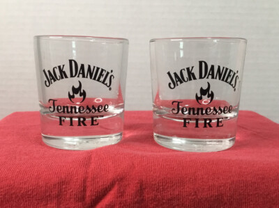 Lot of 2 Jack Daniel s Tennessee Fire Shot Glasses,COMBINED SHIPPING (SEE STORE)