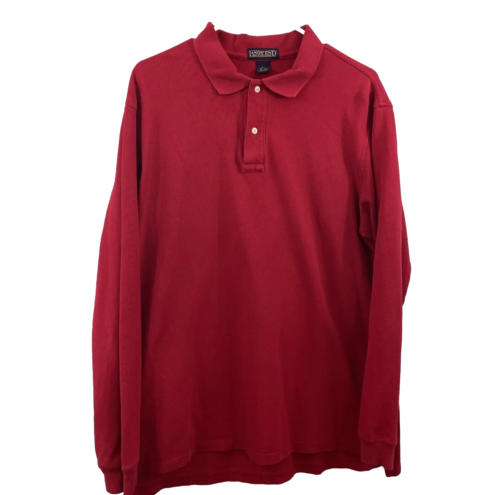 LANDS END Rugby Shirt XL Mens Made USA Red Vintage Christmas Red