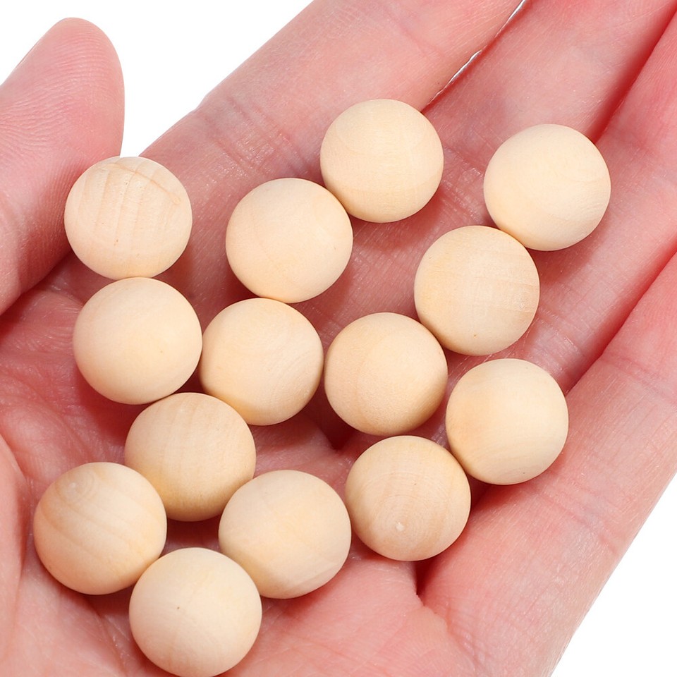 100 Pcs Wooden Beads for Gnomes Nose Small Marble Size Ball 12mm Non