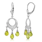 14K. Solid Gold Chandelier Earring With Peridots (White Gold)
