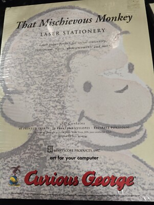 Curious George Laser Stationery and Envelopes NEW