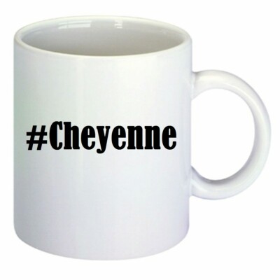 Kaffeetasse #Cheyenne Hashtag Raute Keramik Höhe 9,5cm in Weiß