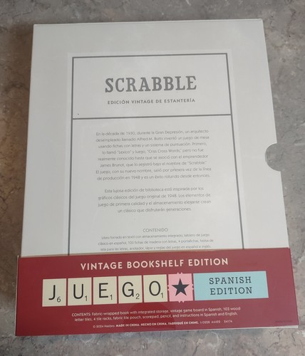 Scrabble Vintage Bookshelf Edition Spanish WS Game Company Linen Book New! - Picture 3 of 4