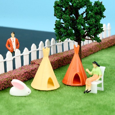 2PC Miniatures Tent Toys HO/OO Scale Field Camping Amusement Park Sand Table