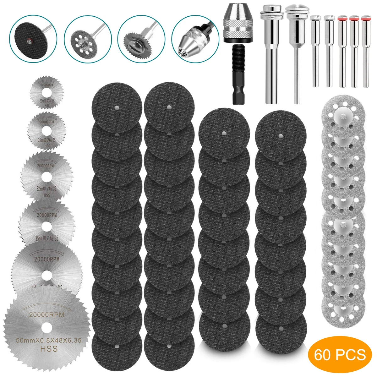 60 Diamond Cutting Wheels For Dremel Rotary Tool die grinder metal