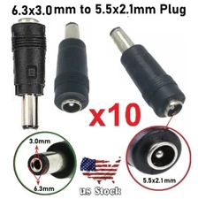 x10 Copper DC Power Connector 5.5mmx2.1mm Female to 6.3mmx3.0mm Male Adapter (B)