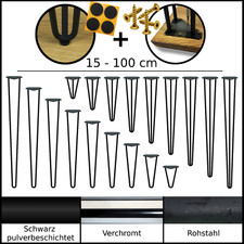 HaarnadelbeineHairpin Legs Tischbeine Hairpinlegs  in Chrome, Schwarz, Rohstahl
