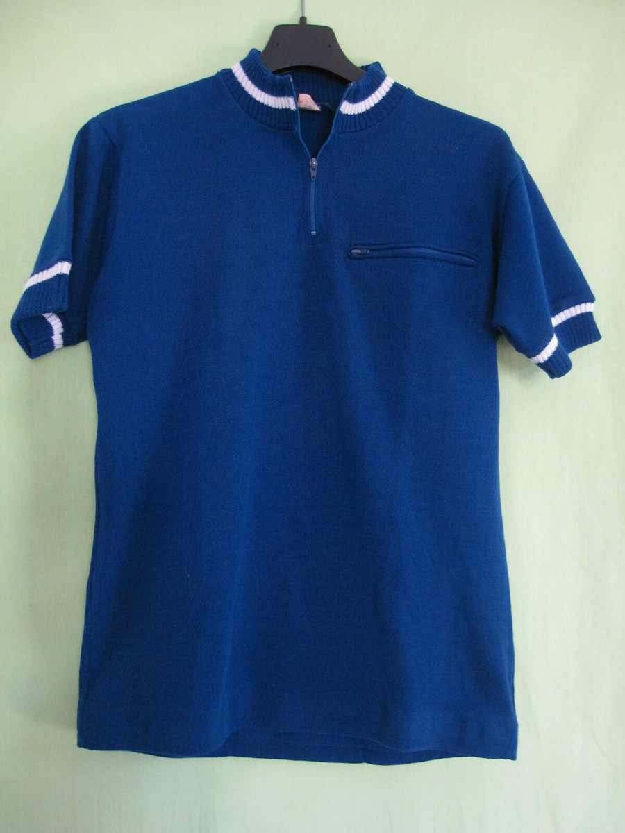 Maillot Cycliste Vintage Aérospatiale Meaulte - Bleu Ciel Acrylique 70's - Taille M