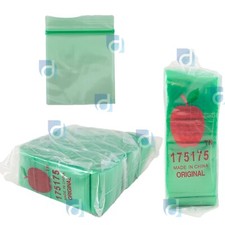 Apple Mini Zip Resealable Bags 1.75" x 1.75" Green Baggies 175175 1000ct. NEW