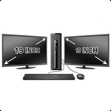 HP Desktop PC Computer Dual Core 500GB, 4GB DUAL 19" LCDs WiFi Windows 10