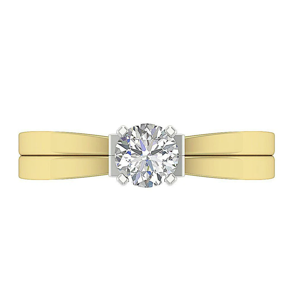 Solitaire Anniversary Natural Diamond Ring Set SI1 G 0.35 Carat 14K Yellow Gold - Image 4 of 4