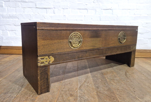 Oriental style low console table with 2 drawers - Picture 7 of 13