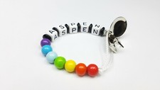 Personalized pacifier clip  Binky clip  Rainbow baby  Gender neutral gift