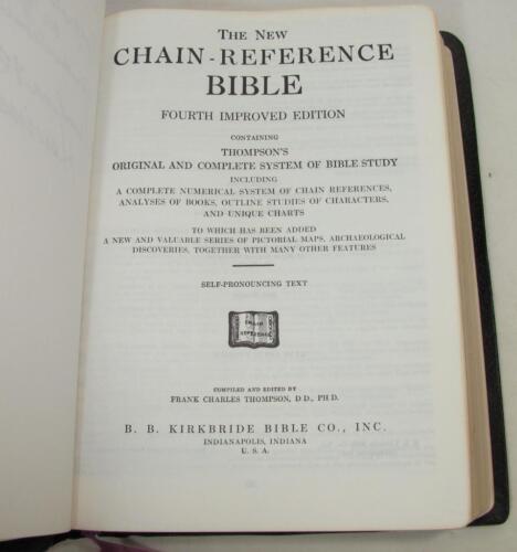 VTG 1964 The New Chain Reference Holy Bible Thompson 4th Ed KJV B.B. Kirkbride - Foto 2 di 16