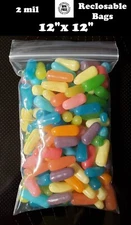 100 - 12" x 12" ZIP SEAL TOP LOCK BAGS CLEAR 2 MIL PLASTIC RECLOSABLE BAGGIES