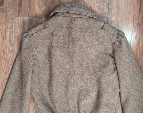 Charlotte Russe Brown Tweed Style Lined Wool Blend Zip Up Long Sleeve Jacket S - Picture 14 of 16