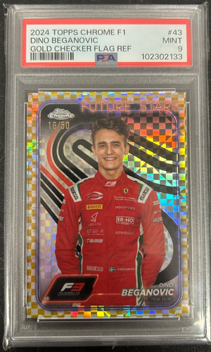 Carte Fernando Alonso 2021 Topps Chrome F1 Orange Checker Flag Refractor 10/25 Gradée PSA 9
