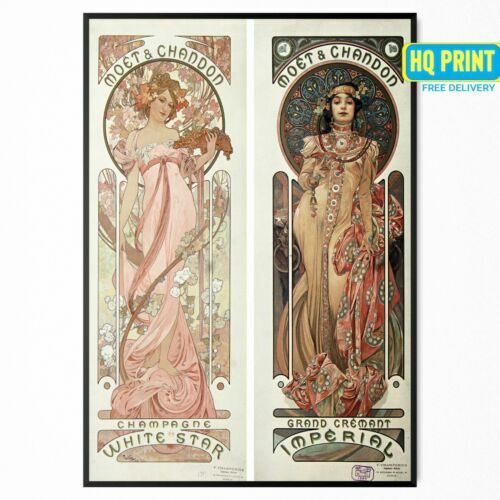 ARTDECO Alphonse Mucha vintage ART 木製 Summer 22x30 Art Nouveau / Deco Print by Alphonse Mucha Hand