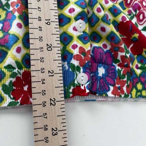Talbots Cardigan Sweater Womens Size Large Multicolor Floral Button 3/4 Sleeve - Picture 9 of 11