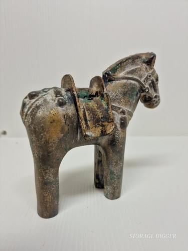 Vintage Japanese Haniwa Cast Iron Horse Figurine Censer With Removable Saddle - Picture 6 of 12