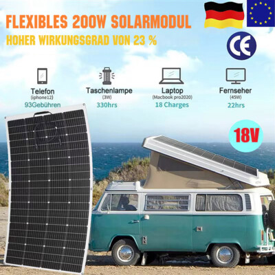 200W Flexibel Solarmodul Solarpanel Monokristallin Off-Grid Camping Wohnmobil RV