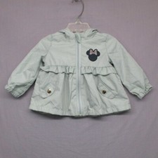 Disney Minnie Wind Breaker Jacket Hood With Ears Olive Green Baby Size  12mo