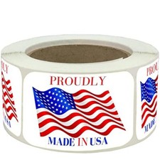 500 Pcs Made In USA American Flag Stickers Vinyl Decal Sticker Roll, 2x3 Inch