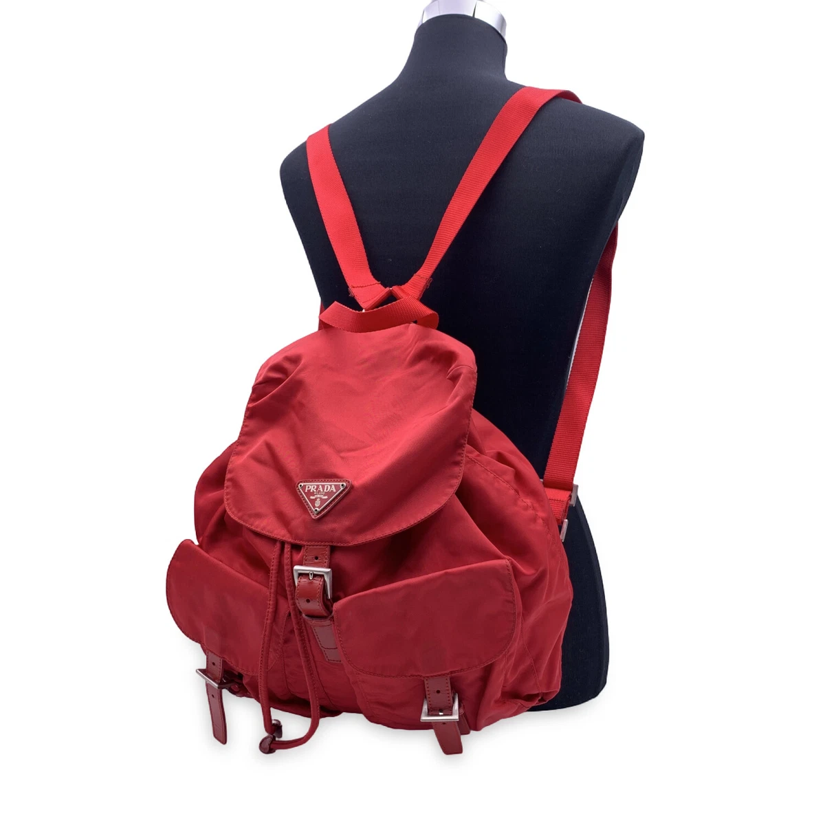 Authentic Prada Vintage Red Nylon Canvas Backpack Shoulder Bag | eBay Authentic Prada Vintage Red Nylon Canvas Backpack Shoulder Bag | eBay