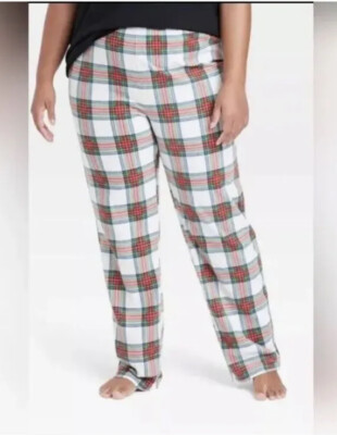 Women s WonderShop Cozy Fleece White Plaid Pajama Pants Size 4X NWT