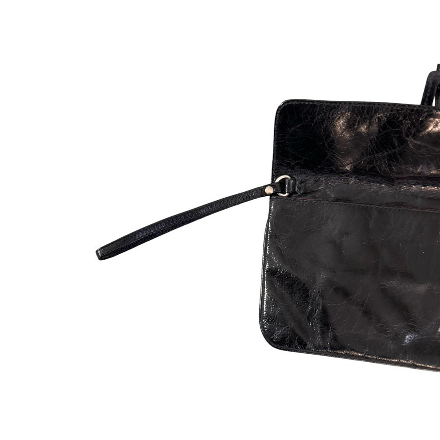 ☆人気☆【PARTIMENTO】☆BUCKLE STRAP LEATHER HOBO BA.G☆ HOBO INTERNATIONAL Black leather buckle Clutch Handbag has