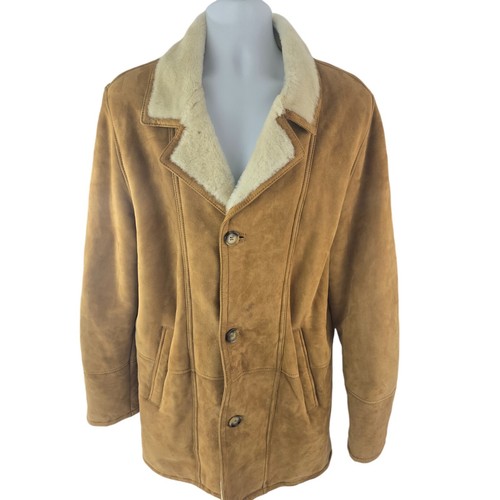 AUTUNNO Men's Suede Sheepskin Shearling Lamb Fur Coat Jacket S M Turkey