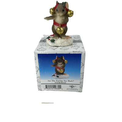 Charming Tails Are The Earrings Too Much Christmas Mouse 98/215 Fitz & Floyd