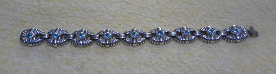 Винтажный браслет-цепочка из синего топаза круглой формы 925 пробы Judith Ripka длиной 7-1/2 дюйма - Изображение 3 из 4