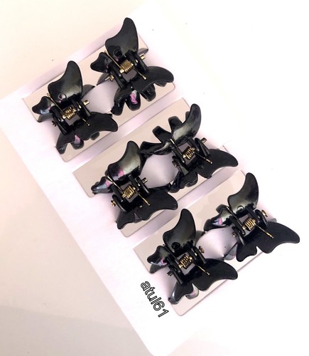 6 Black Brown Butterfly Mini Small Hair Claw Clamps Clips Grips Accessories - Picture 9 of 40
