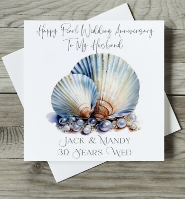 PERSONALISED HUSBAND PEARL WEDDING ANNIVERSARY CARDS 30 Years 30th  anniversary UK