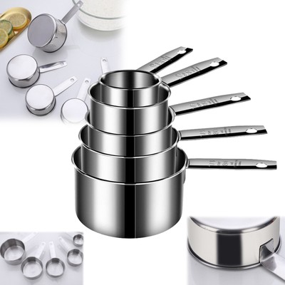 Delaman Premium 5 Piece Stainless Measuring Cup Set Accurate 